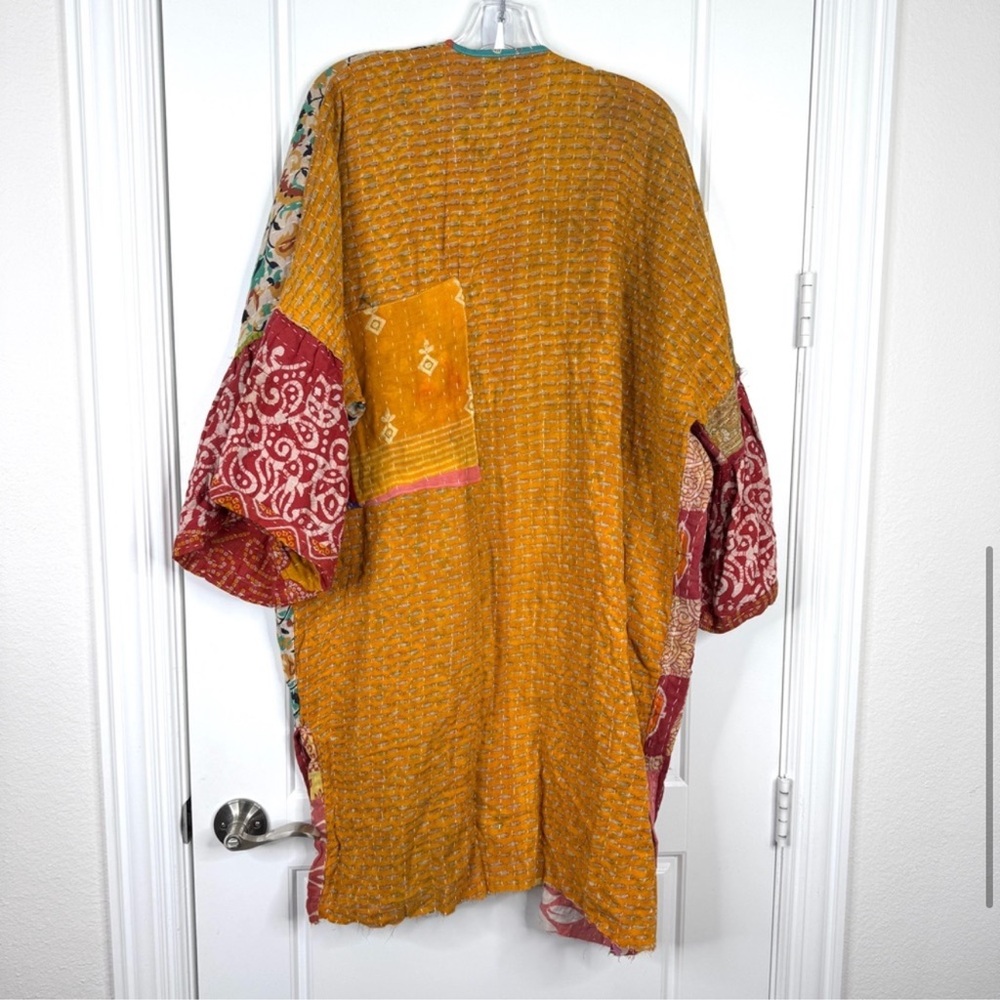 RAHAB’S ROPE Kantha NEW Reversible Patchwork Open Front Boho Kimono Duster NEW - Picture 5 of 14